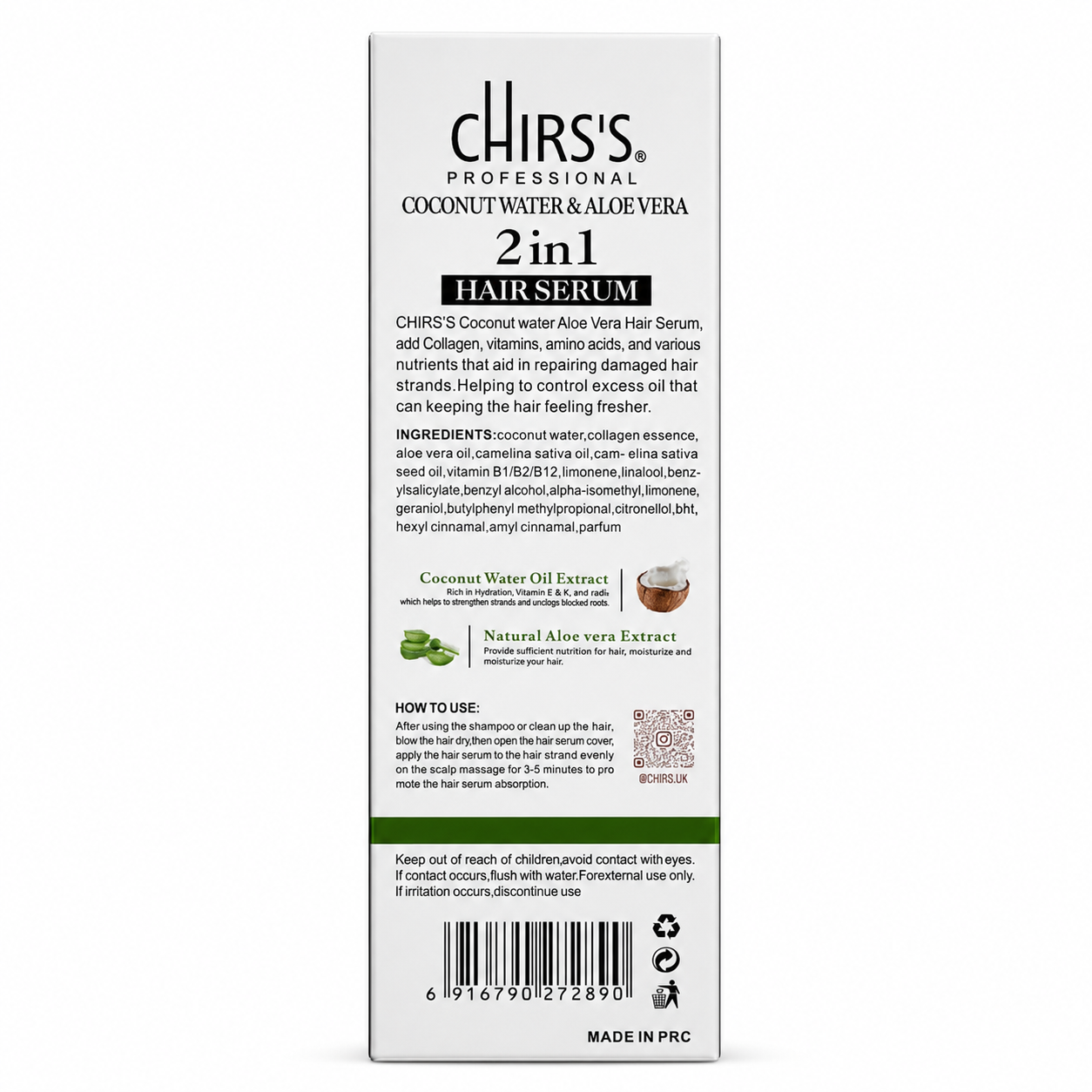 CHIRSS Coconut Aloe Vera Hair Serum 100ml