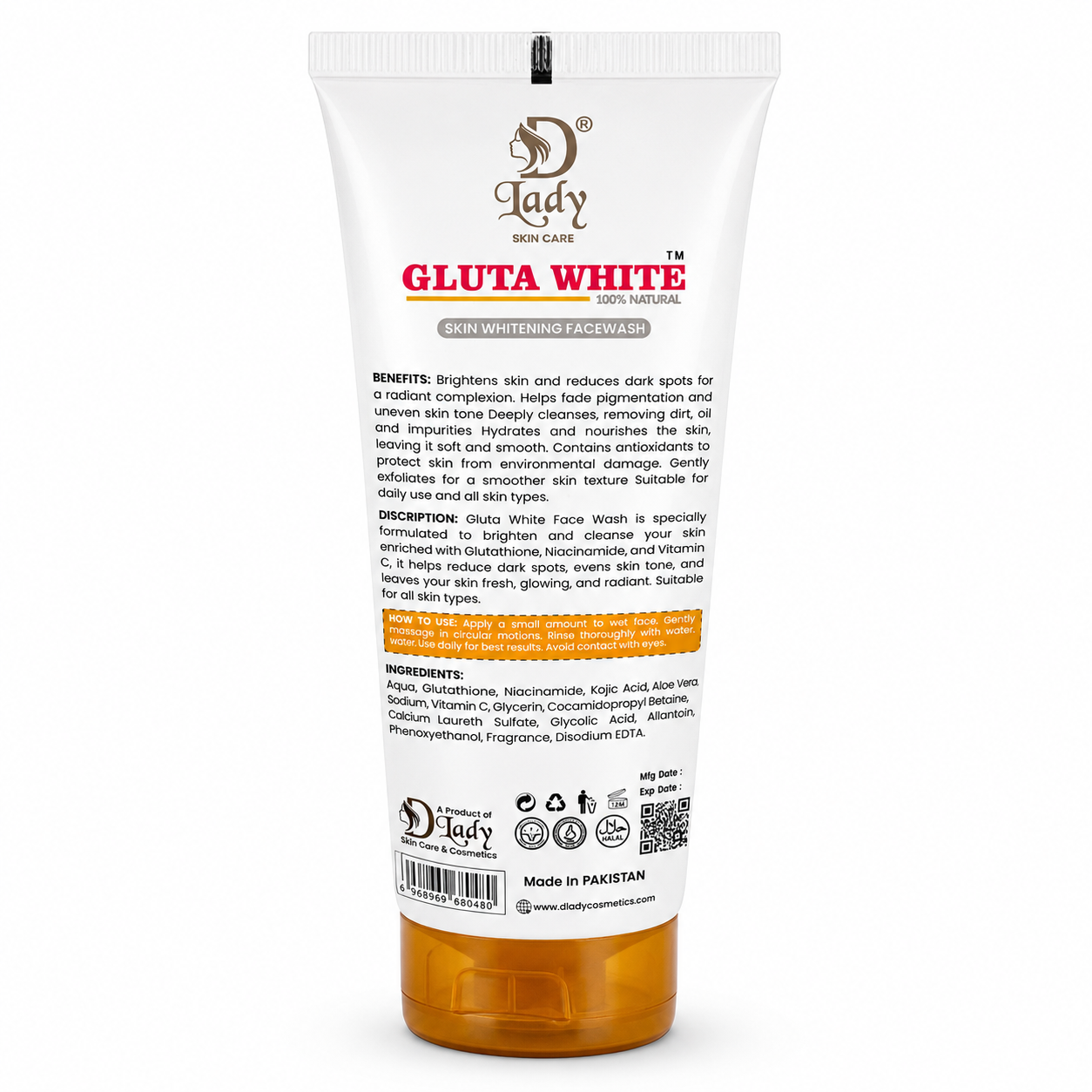 D Lady Gluta White Skin Whitening Facewash 100g Glow