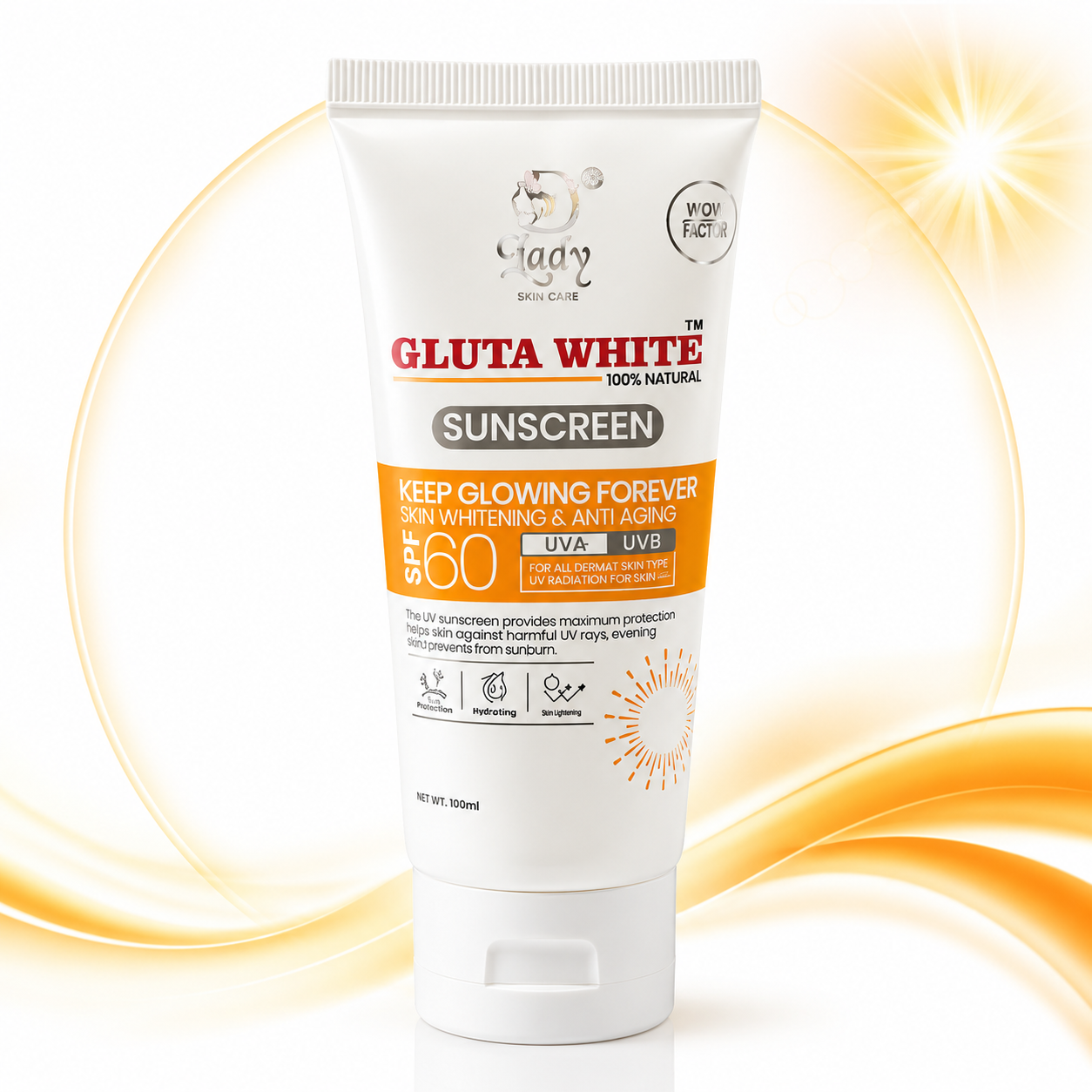 Dlady Gluta White Sunscreen SPF 60 PA+++ UVA UVB 80ml