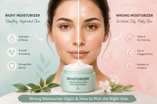 Signs of using the wrong moisturizer with healthy and irritated skin comparison