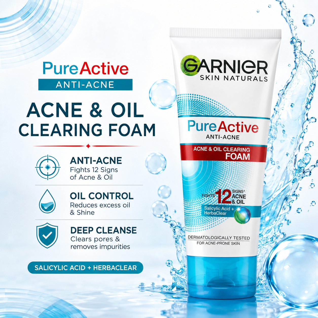 Garnier Face Wash 100ml – Vitamin C, Pure Active & Sakura Glow Variants