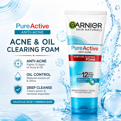 Garnier Face Wash 100ml – Vitamin C, Pure Active & Sakura Glow Variants