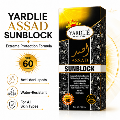 Yardlie Assad Sunblock SPF 60 UVA UVB Protection 150ml