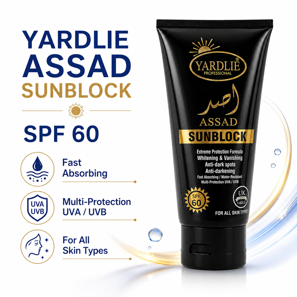 Yardlie Assad Sunblock SPF 60 UVA UVB Protection 150ml