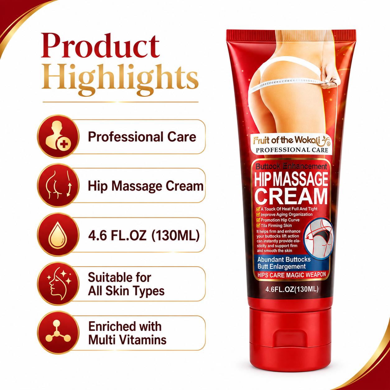 Fruit of the Wokali Hip Massage Cream – 130ml