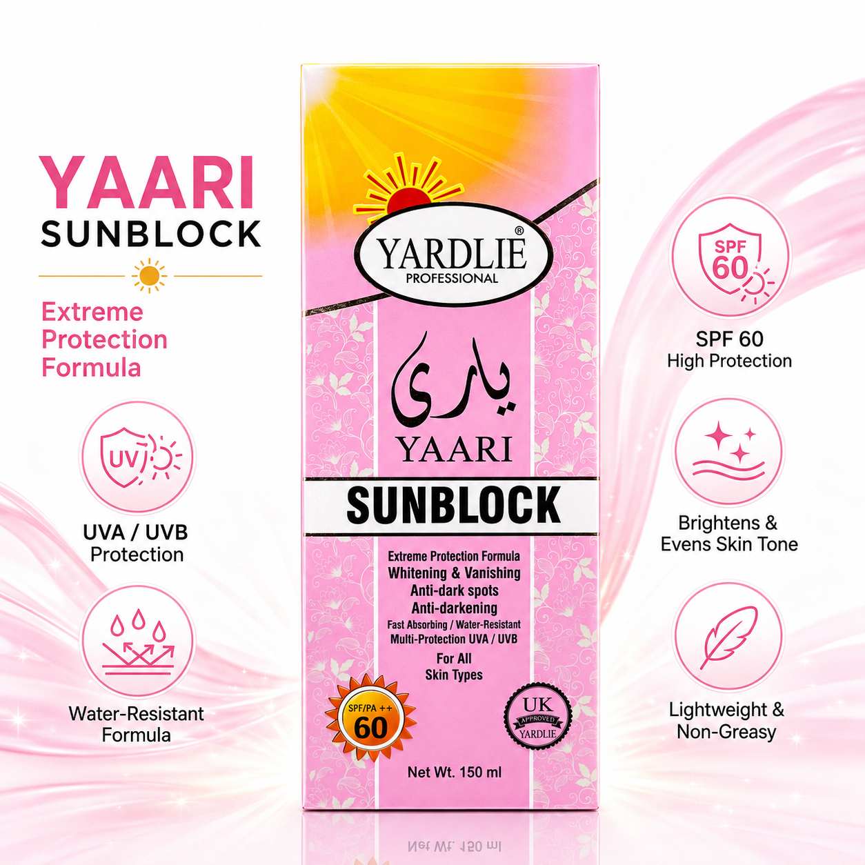 YAARI Sunblock SPF 60 Whitening UV Protection