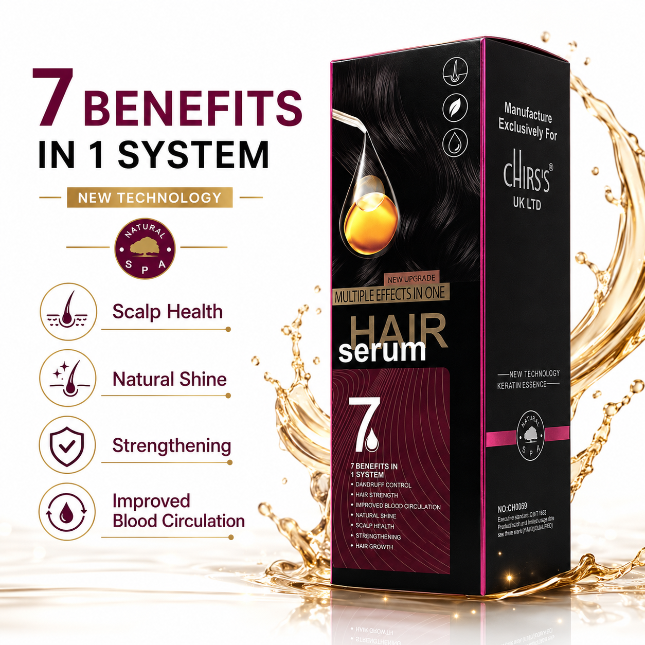 YARDLIE 7 Benefits Hair Serum Shampoo 500ml Anti-Dandruff Hair Growth