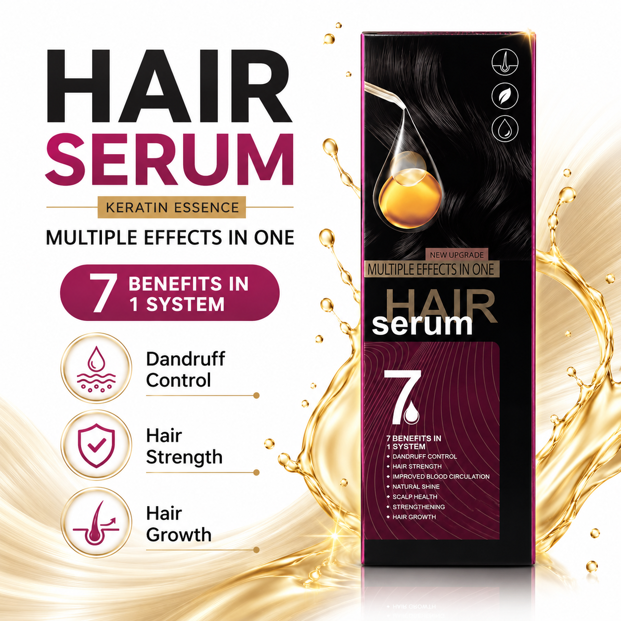 YARDLIE 7 Benefits Hair Serum Shampoo 500ml Anti-Dandruff Hair Growth