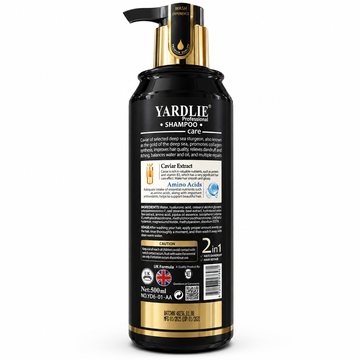 YARDLIE Keratin Amino Acids 2-in-1 Anti-Dandruff Pro-V Shampoo 500ml