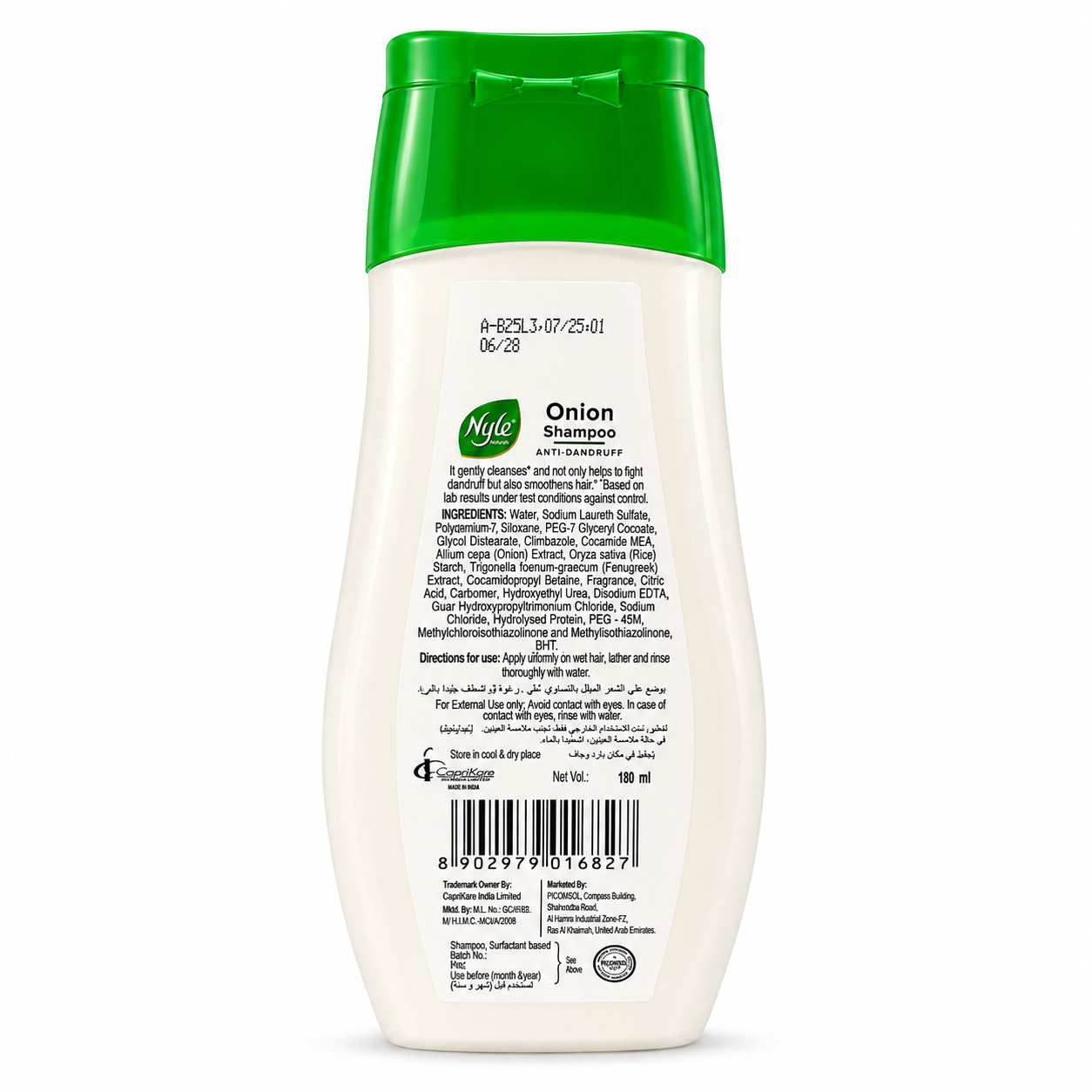 Nyle Onion Anti Dandruff Shampoo 180ml Hair Care