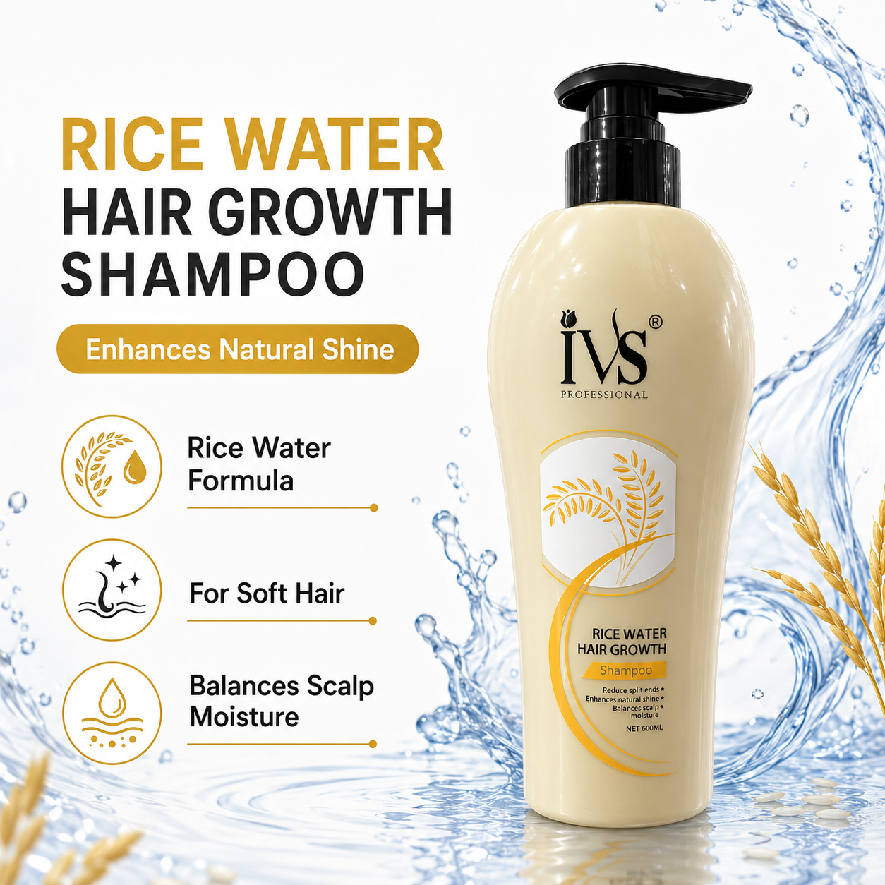 IVS Rice Water Hair Growth Shampoo for Strong Hair