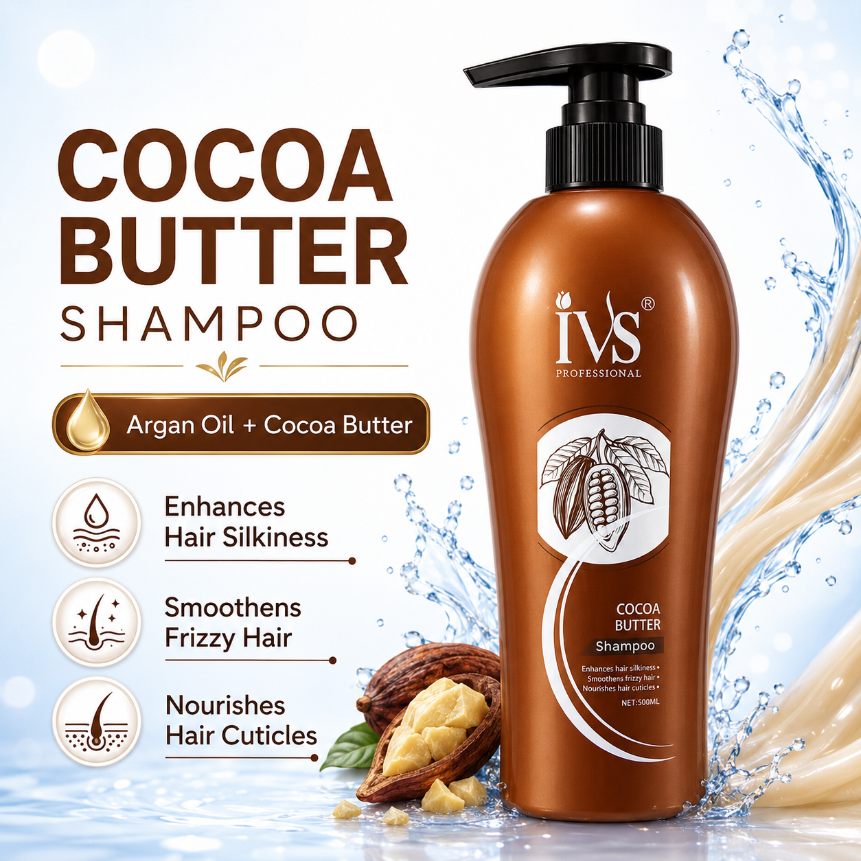 IVS Cocoa Butter Shampoo for Smooth Frizz-Free Hair
