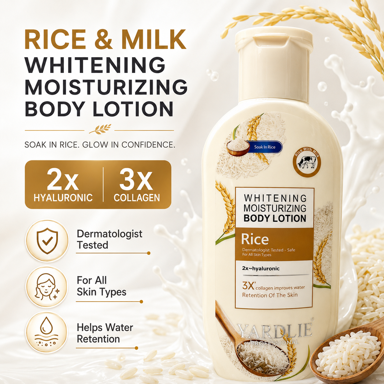 Yardlie Rice Milk Whitening Body Lotion 200ml Care