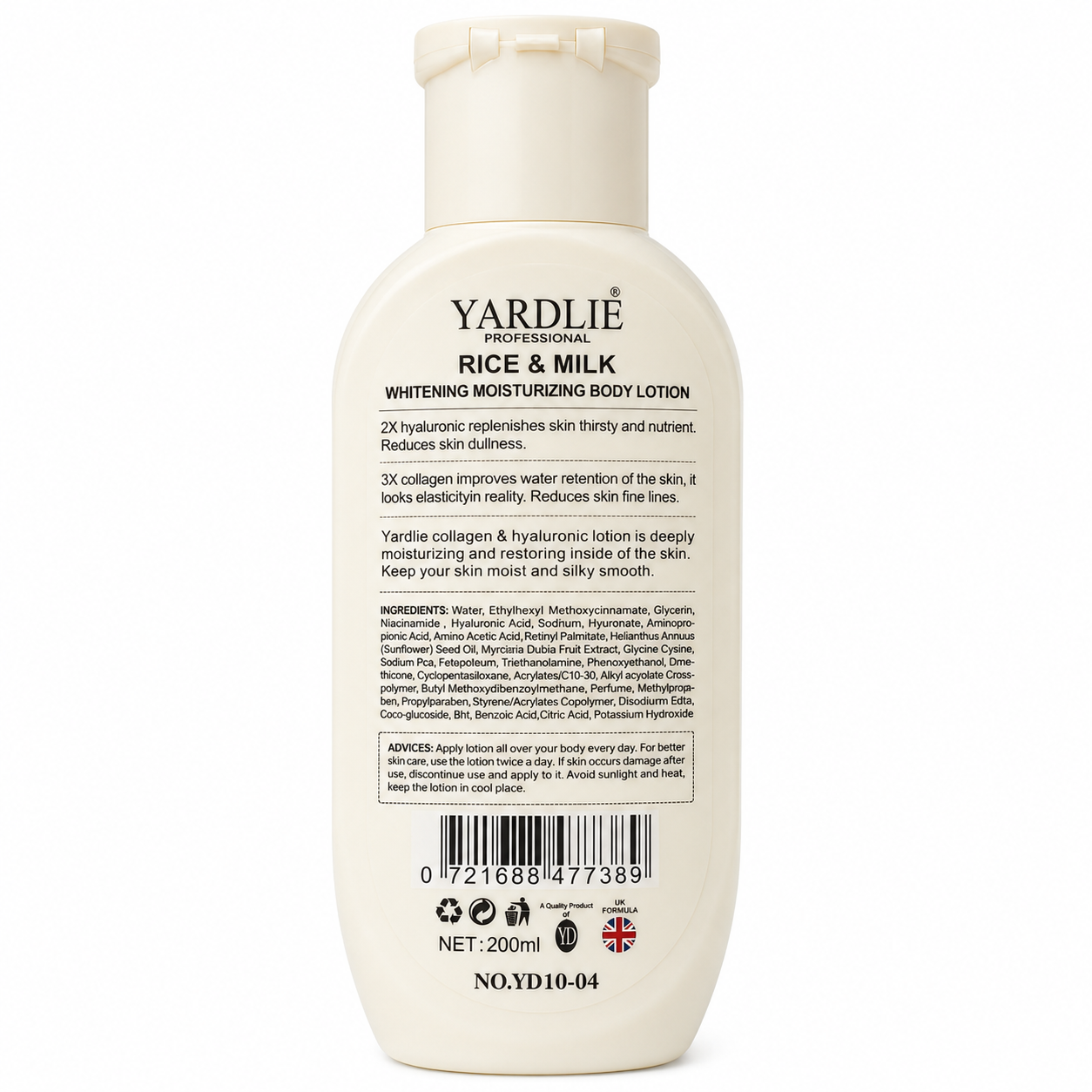 Yardlie Rice Milk Whitening Body Lotion 200ml Care