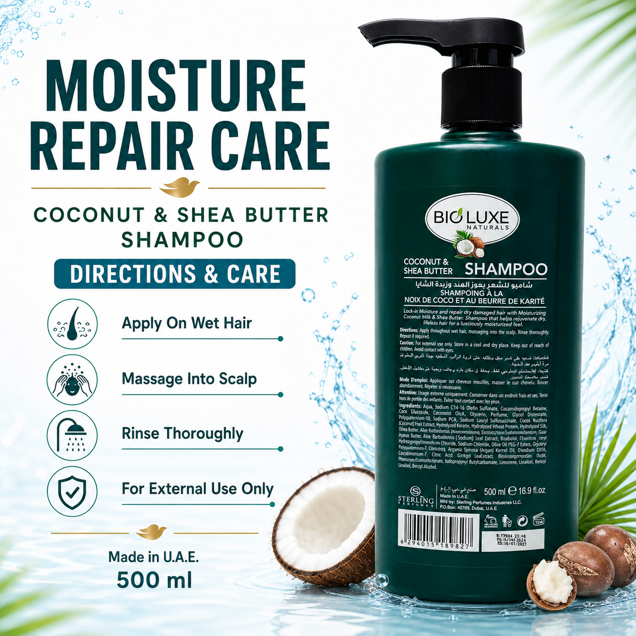 Bio Luxe Bio-Strength Coconut Shea Butter Shampoo 500ml