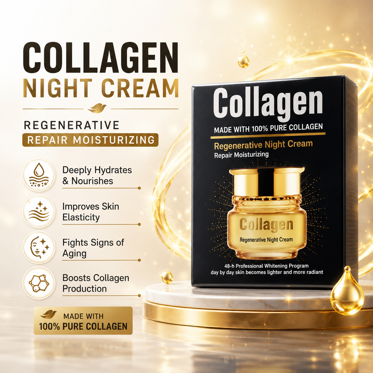 Collagen Regenerative Night Cream for Glowing Skin