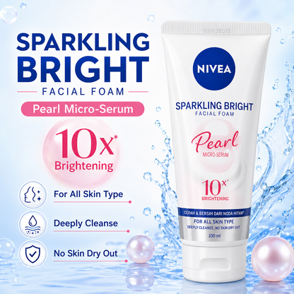 Nivea Sparkling Bright Pearl Facial Foam 100ml Glow