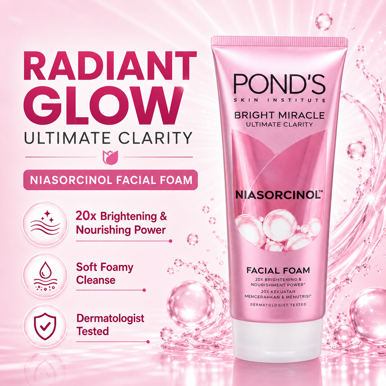 Pond's Bright Miracle Niasorcinol Facial Foam 100g