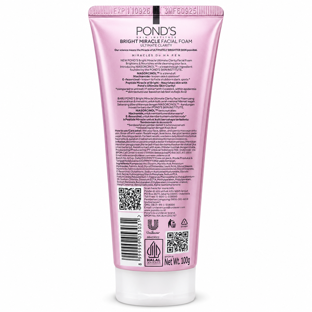 Pond's Bright Miracle Niasorcinol Facial Foam 100g