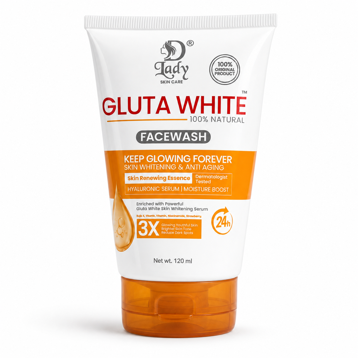 D Lady Gluta White Facewash 120ml Moisture Boost Glow