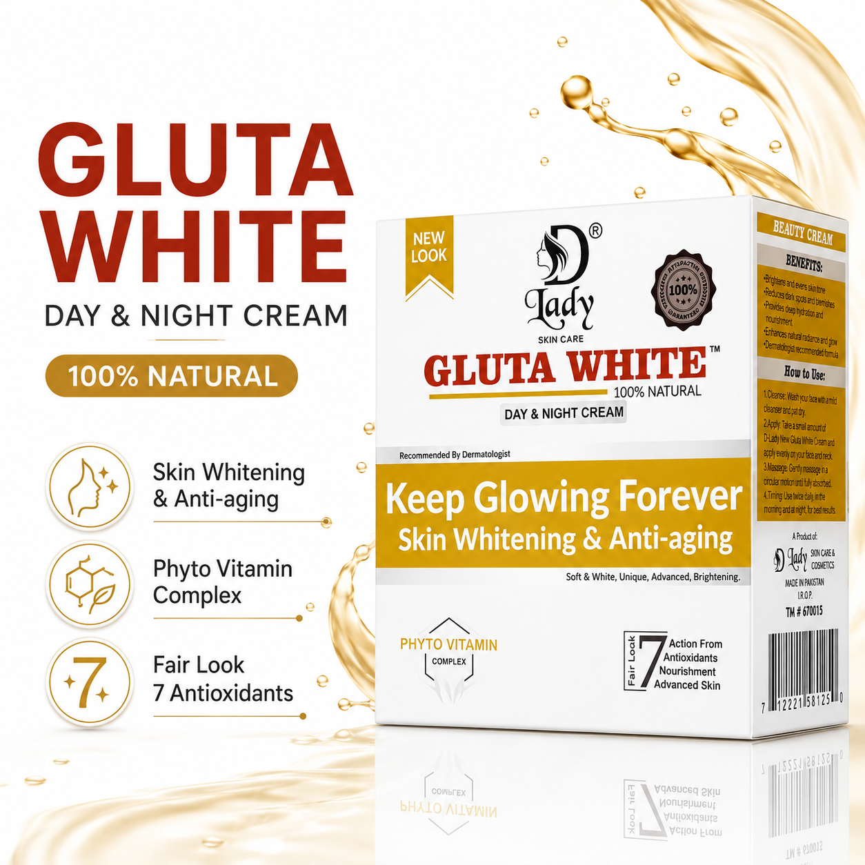 D Lady Gluta White Day & Night Cream 100% Natural Glow