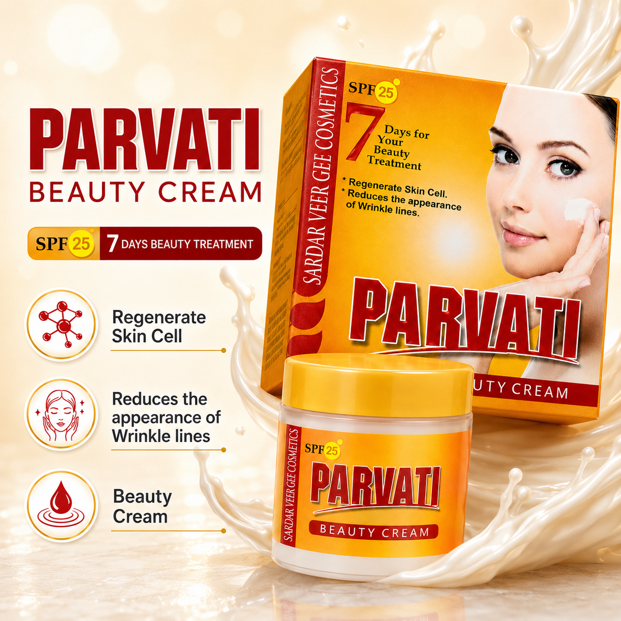Parvati SPF25 Beauty Cream 7 Day Skin Glow Care Jar