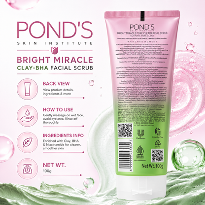 Ponds Bright Miracle Clay-BHA Pore Clear Scrub 100g