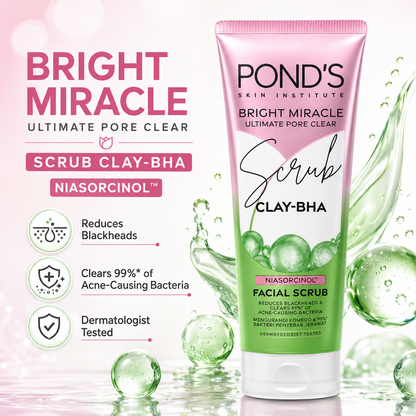 Ponds Bright Miracle Clay-BHA Pore Clear Scrub 100g