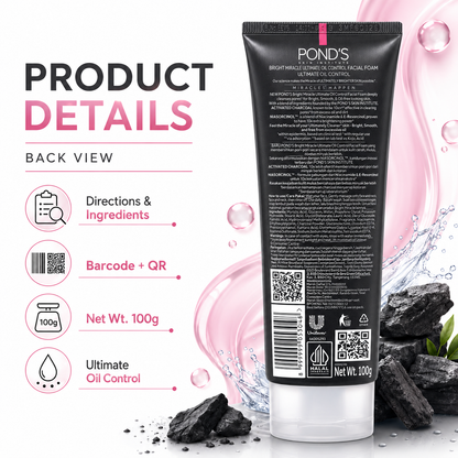 Pond's Bright Miracle Charcoal Facial Foam 100g Tube