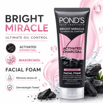 Pond's Bright Miracle Charcoal Facial Foam 100g Tube