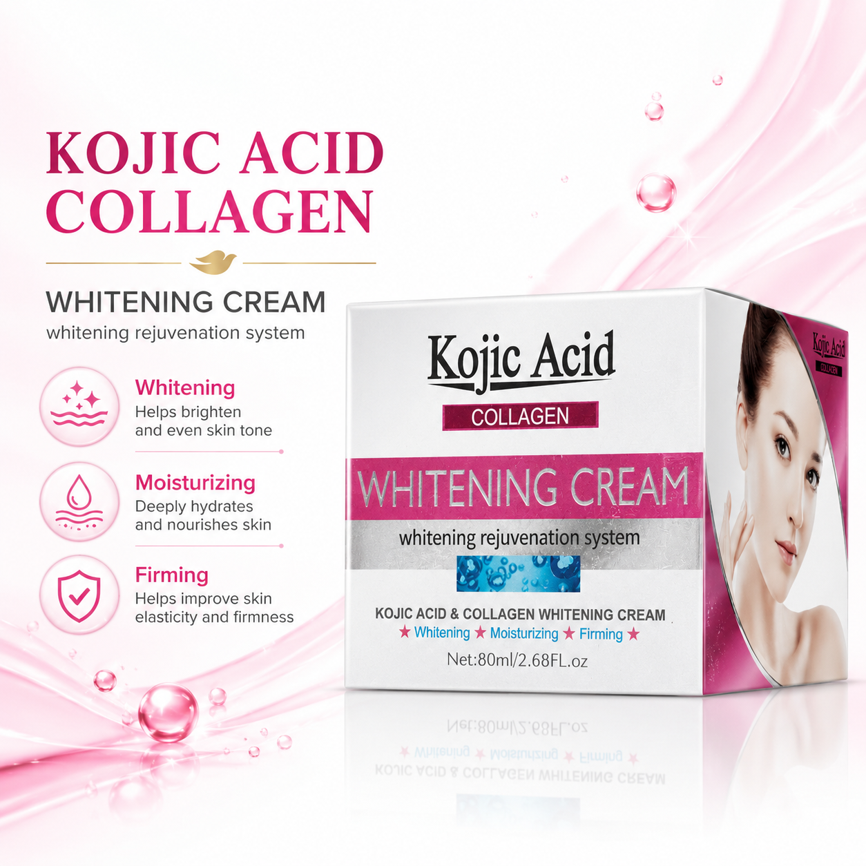 GuanJing Kojic Acid Collagen Whitening Cream 80ml Jar