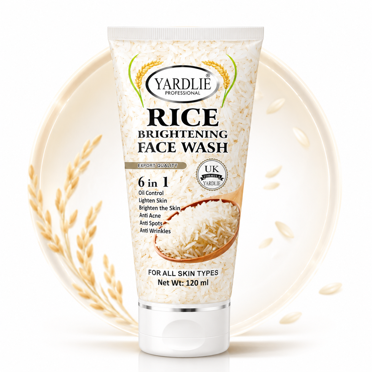 Yardlie Rice Brightening Face Wash 6-in-1 120ml Tube