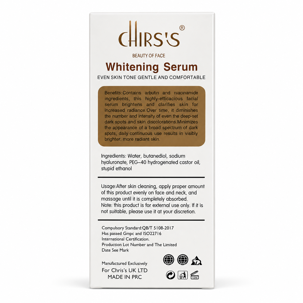 CHIRS'S Whitening Serum Even Skin Tone Brighten 30ml