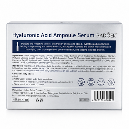 SADOER Hyaluronic Acid Ampoule Serum Skin Hydration