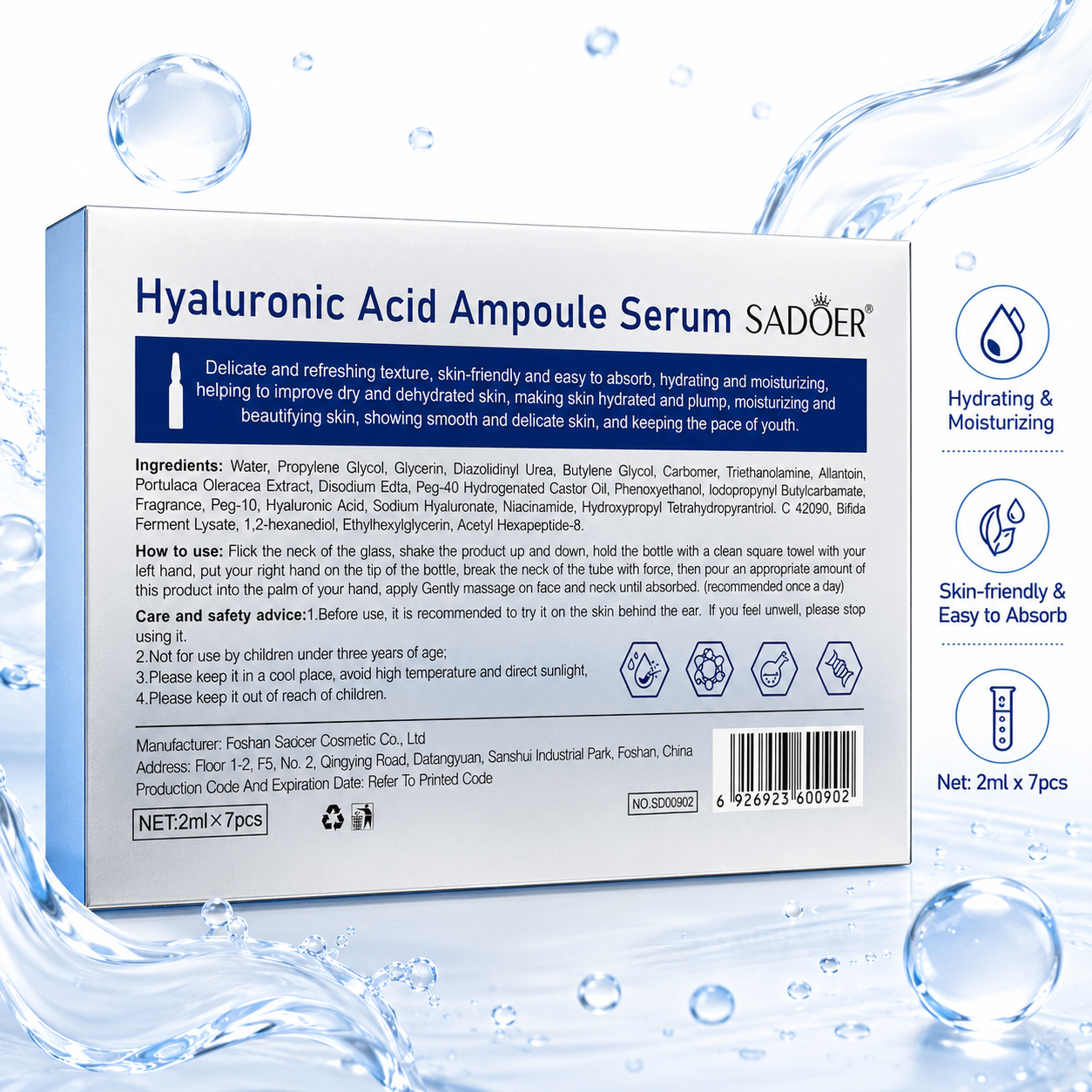SADOER Hyaluronic Acid Ampoule Serum Skin Hydration
