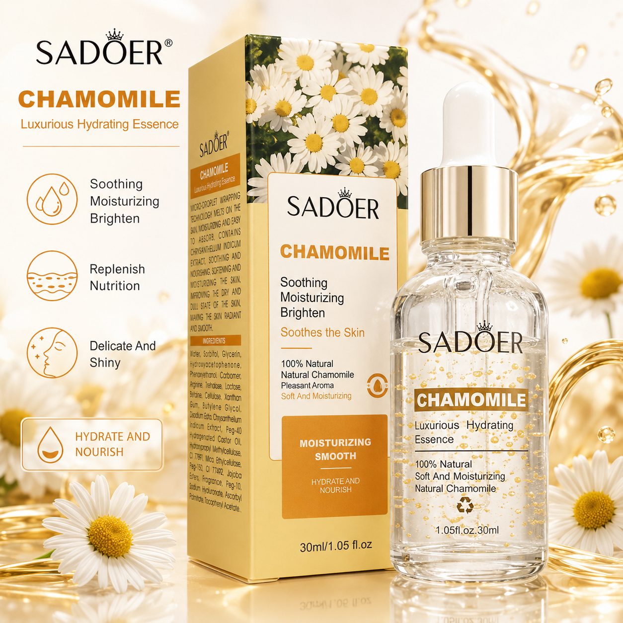 SADOER Chamomile Hydrating Facial Serum Glow Care