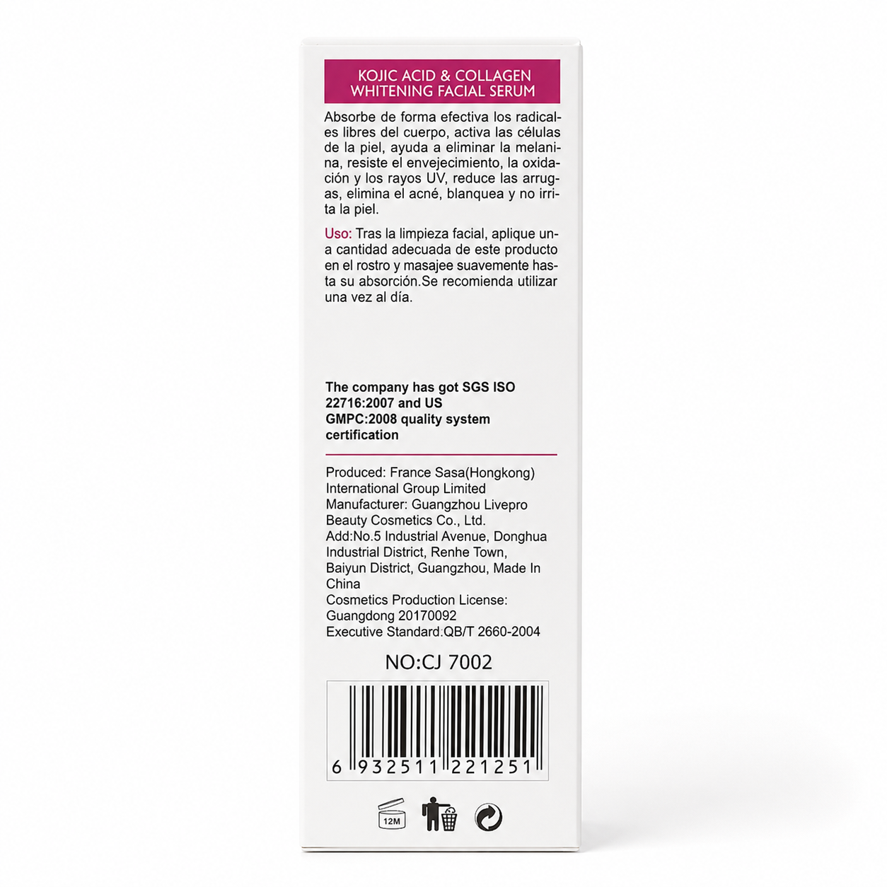 Kojic Acid Whitening Facial Serum Collagen Glow