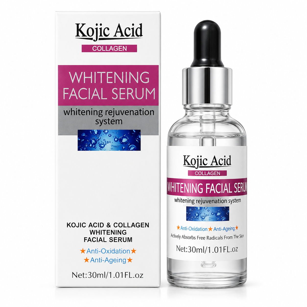 Kojic Acid Whitening Facial Serum Collagen Glow