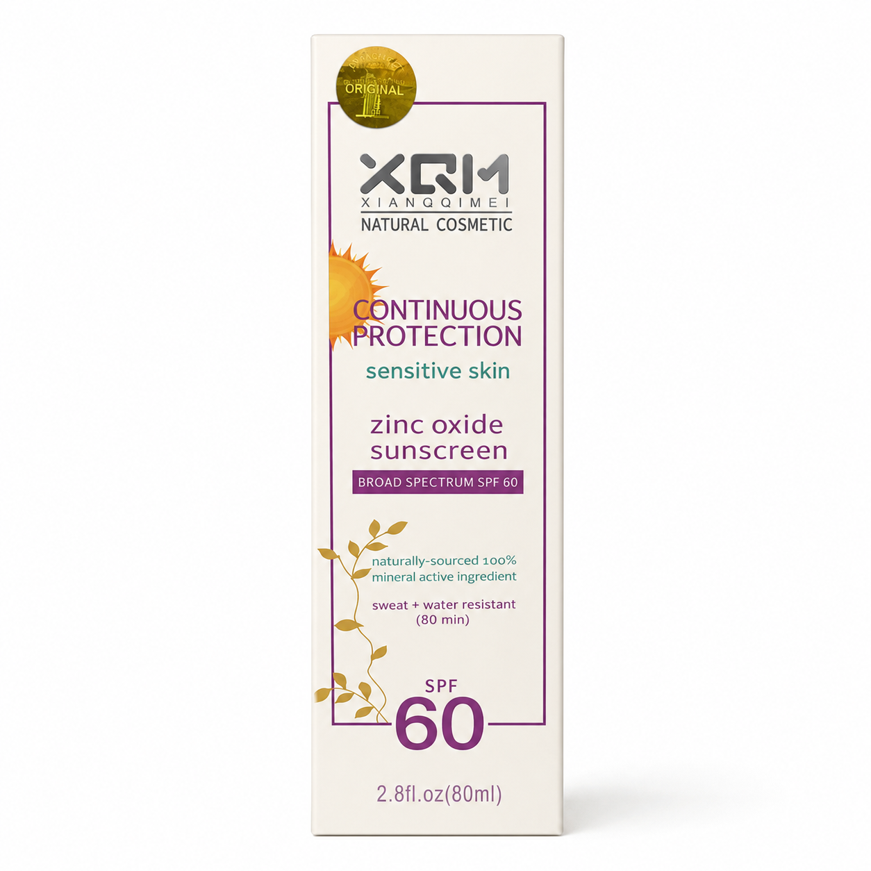 XQM Zinc Oxide Sunscreen SPF 60 Sensitive Skin 80ml