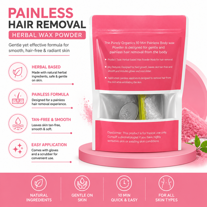 10 Min Painless Body Wax Hair Removal Powder for Women