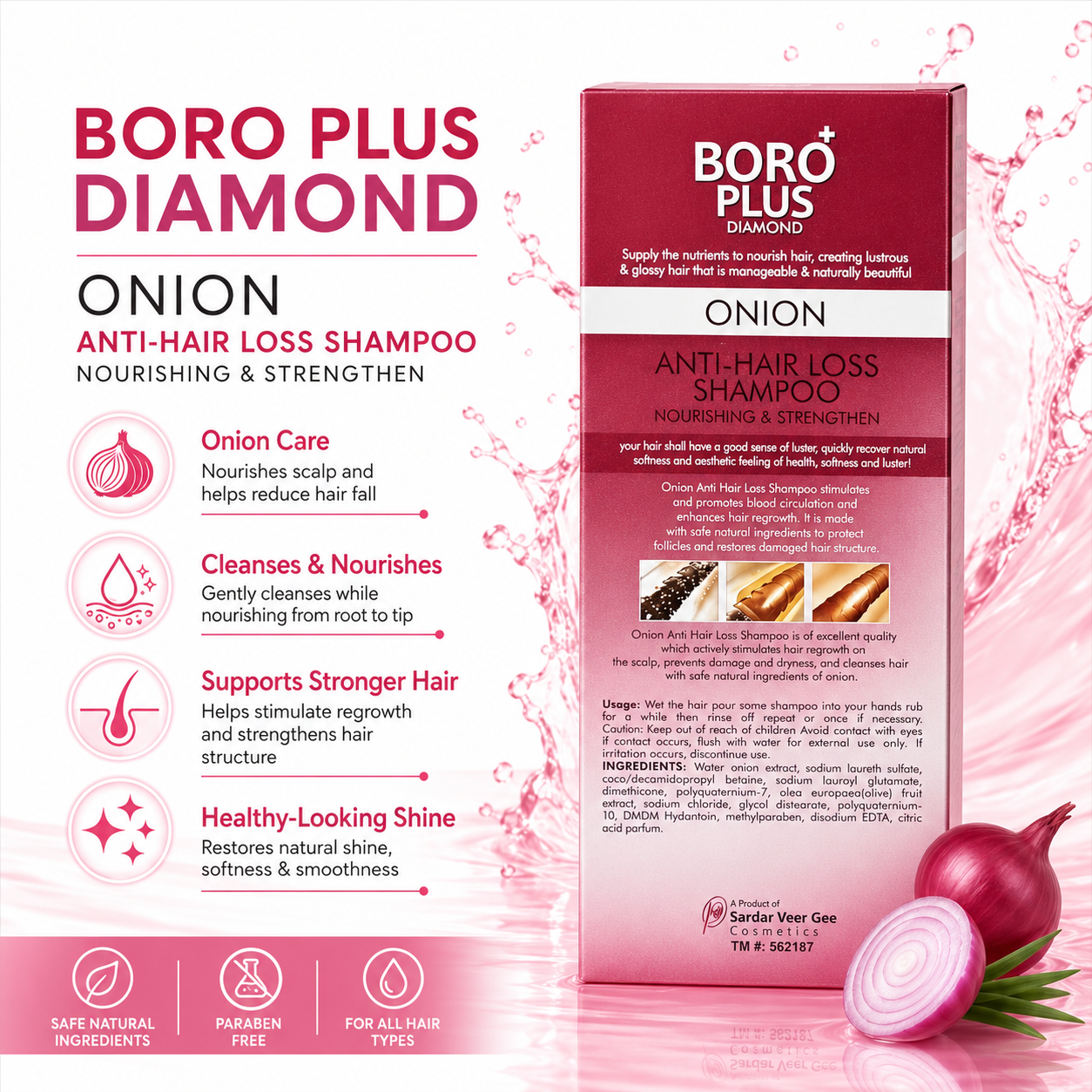 Boro Plus Diamond Onion Anti-Hair Loss Shampoo Care