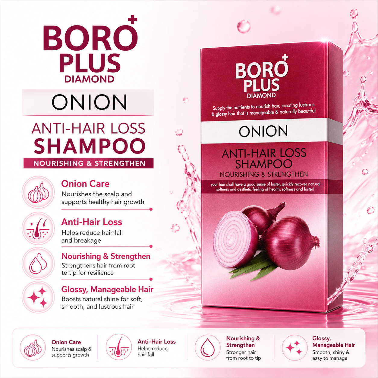 Boro Plus Diamond Onion Anti-Hair Loss Shampoo Care