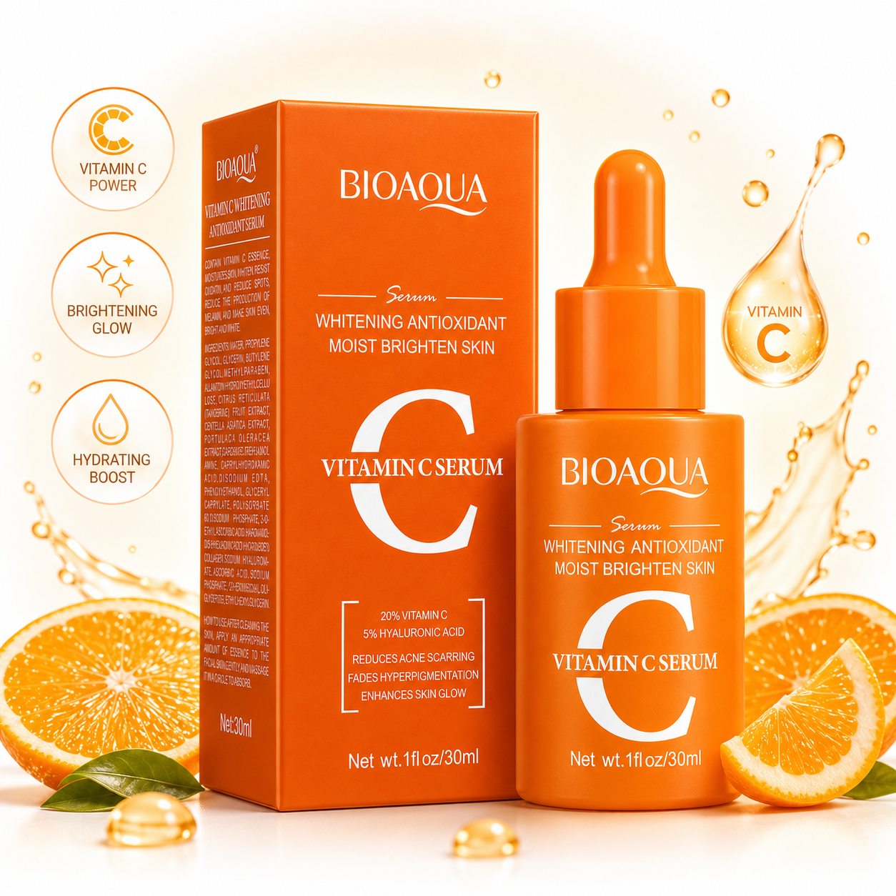 BIOAQUA Vitamin C Serum – 20% Vitamin C + 5% Hyaluronic Acid – 30ml