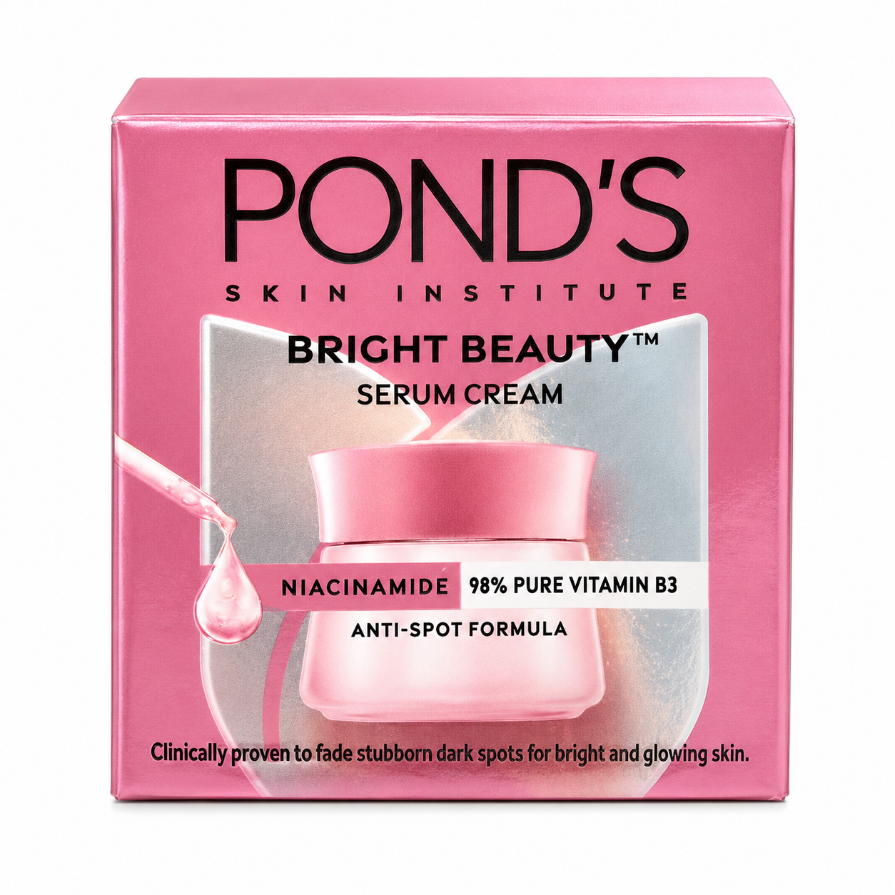 Pond’s Bright Beauty Serum Cream with Niacinamide and 98% Pure Vitamin B3 front packaging
