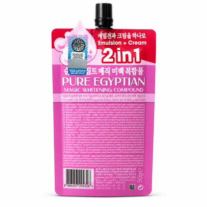 Pure Egyptian Magic Whitening Compound 2 in 1 Emulsion Cream back pouch packaging