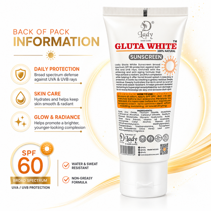 Dlady Gluta White Sunscreen SPF 60 PA+++ UVA UVB 80ml