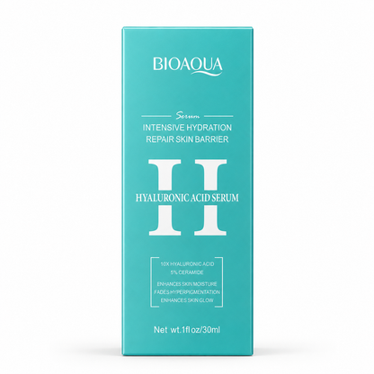 Front packaging of BIOAQUA Hyaluronic Acid Serum 30ml with ceramide