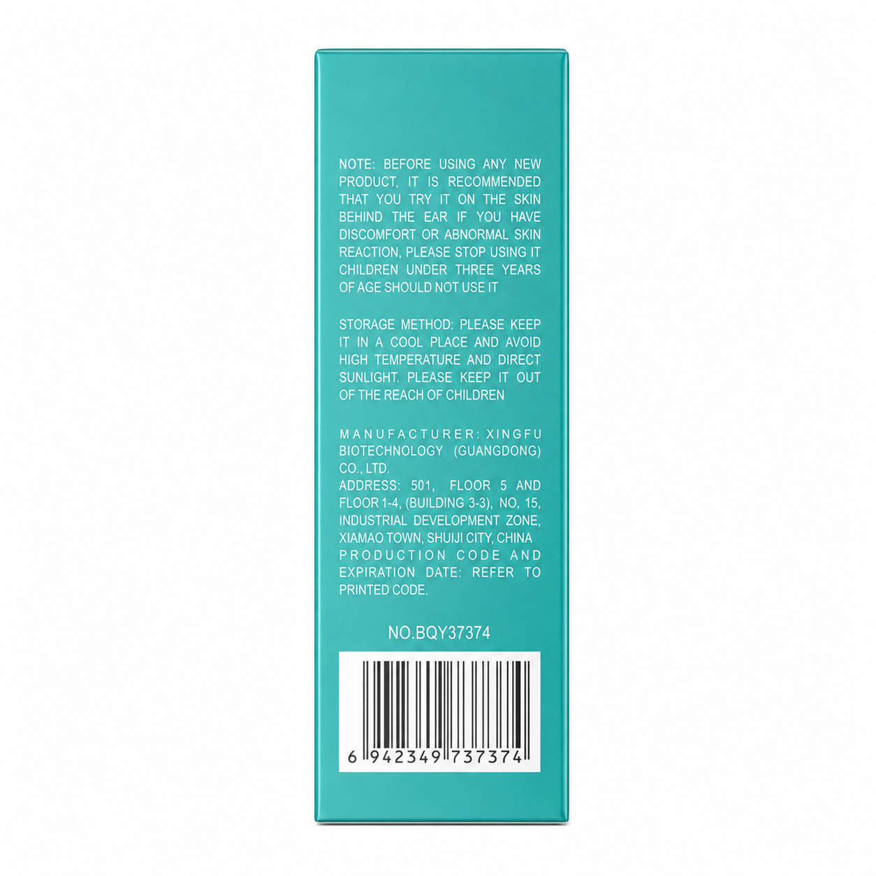 Back packaging of BIOAQUA Hyaluronic Acid Serum with storage details