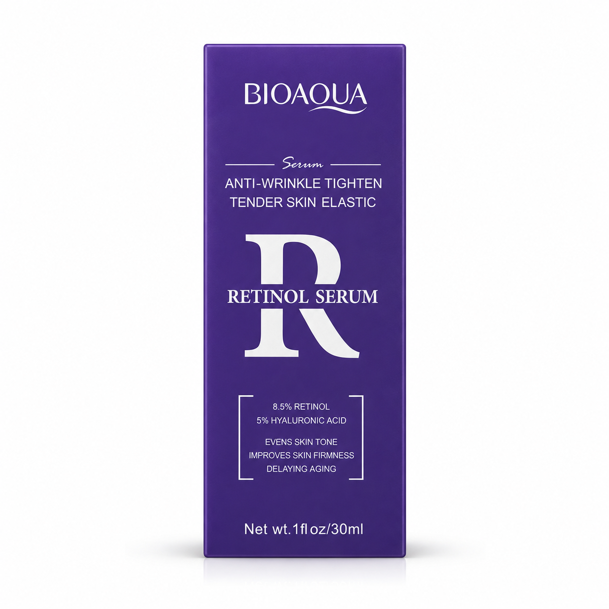 Front packaging of BIOAQUA Retinol Serum 30ml with hyaluronic acid