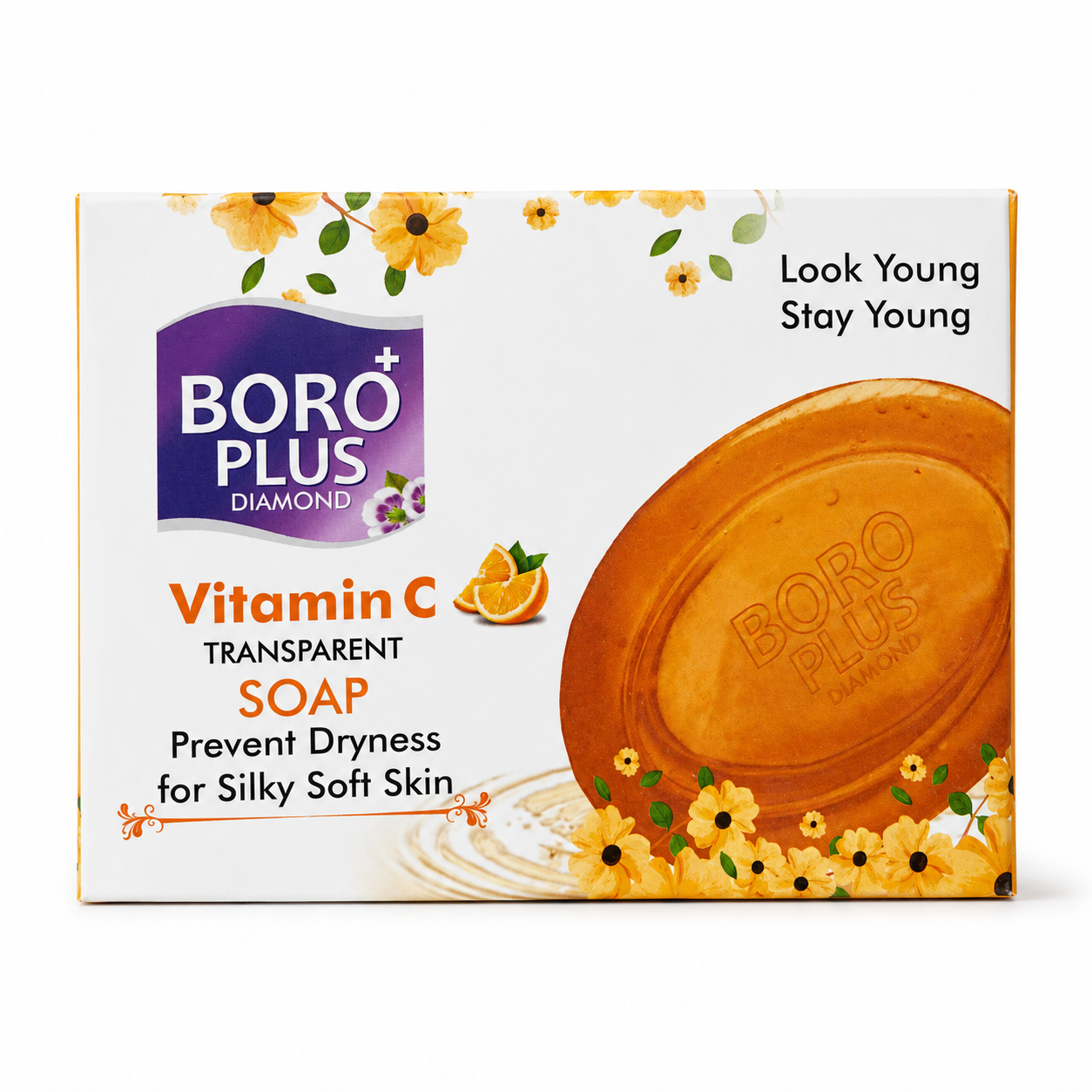 Front packaging of Boro Plus Vitamin C Transparent Soap